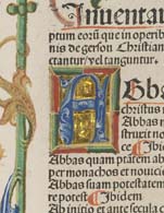 Detail of an initial from the index to Jean Gerson's Opera, printed in Strassburg in 1488.