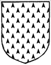 a shield with an all over pattern of arrowhead triangles pointing up, black on white