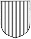 a shield with an all over pattern of vertical lines