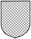 a shield with an all over pattern of crosshatch diagonal lines